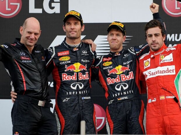 Titel-Bild zur News: Sebastian Vettel, Mark Webber, Fernando Alonso, Adrian Newey