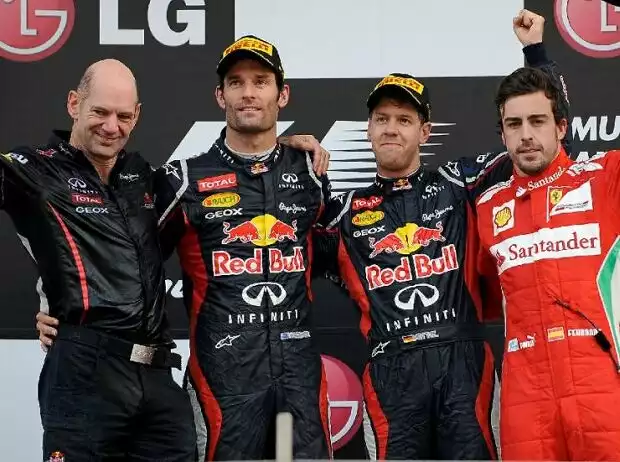 Sebastian Vettel, Mark Webber, Fernando Alonso, Adrian Newey Titel-Bild zur News: Sebastian Vettel, Mark Webber, Fernando Alonso, Adrian Newey