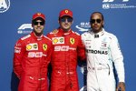 Sebastian Vettel (Ferrari), Charles Leclerc (Ferrari) und Lewis Hamilton (Mercedes) 