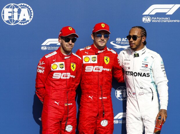 Charles Leclerc, Sebastian Vettel, Lewis Hamilton