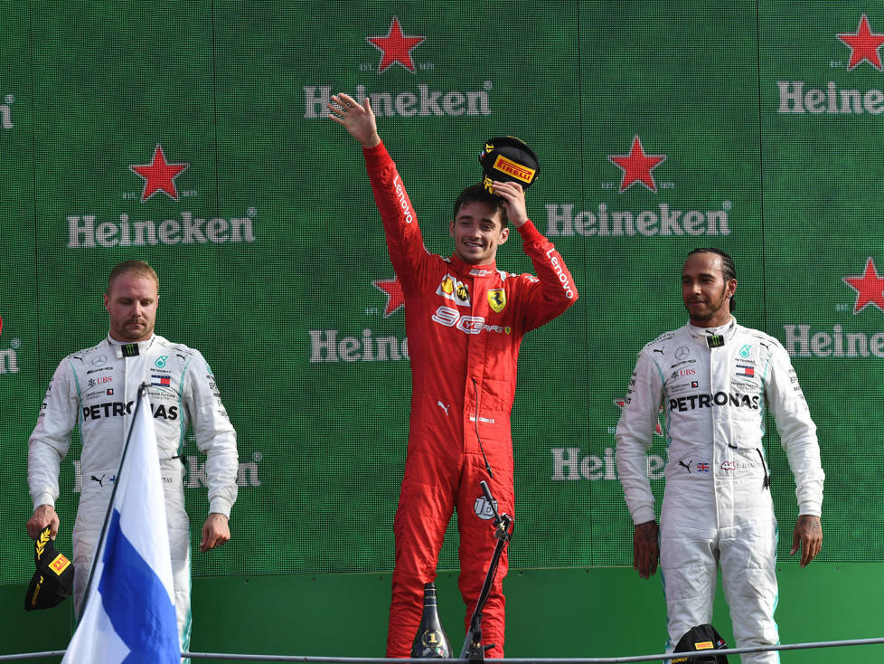 Charles Leclerc, Valtteri Bottas, Lewis Hamilton