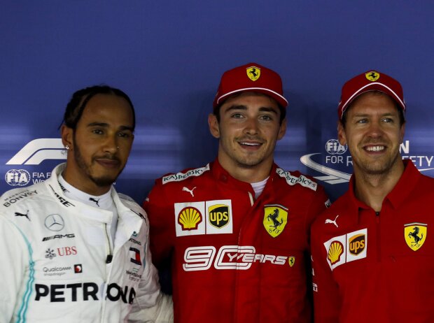 Lewis Hamilton, Charles Leclerc, Sebastian Vettel Lewis Hamilton, Charles Leclerc, Sebastian Vettel