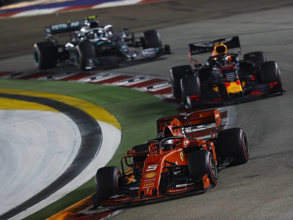 Sebastian Vettel, Max Verstappen, Valtteri Bottas