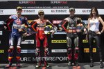 Michael van der Mark, Alvaro Bautista und Jonathan Rea 