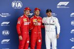 Charles Leclerc (Ferrari), Sebastian Vettel (Ferrari) und Valtteri Bottas (Mercedes) 