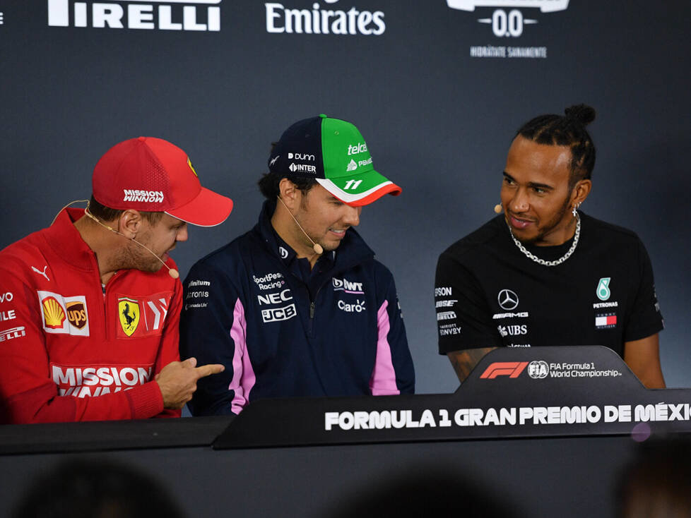 Sebastian Vettel, Sergio Perez, Lewis Hamilton, Alexander Albon