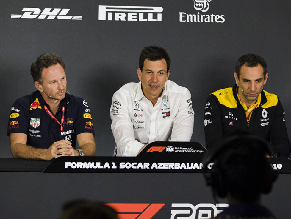 Otmar Szafnauer, Christian Horner, Toto Wolff, Cyril Abiteboul, Claire Williams