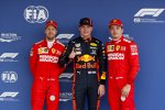 Sebastian Vettel (Ferrari), Max Verstappen (Red Bull) und Charles Leclerc (Ferrari) 