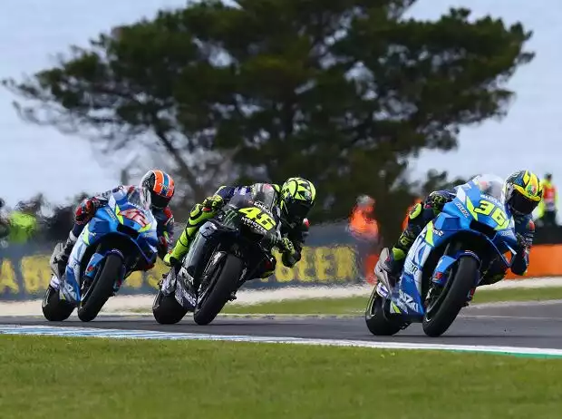 Joan Mir, Alex Rins, Valentino Rossi Titel-Bild zur News: Joan Mir, Alex Rins, Valentino Rossi