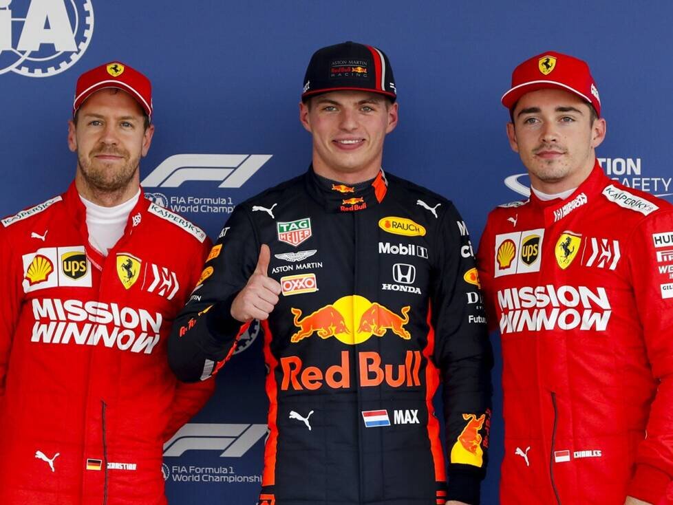 Sebastian Vettel, Max Verstappen, Charles Leclerc