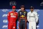 Sebastian Vettel (Ferrari), Max Verstappen (Red Bull) und Lewis Hamilton (Mercedes) 