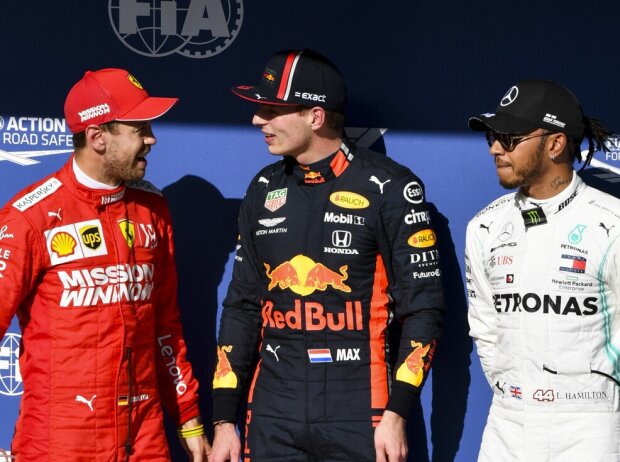 Titel-Bild zur News: Sebastian Vettel, Max Verstappen, Lewis Hamilton
