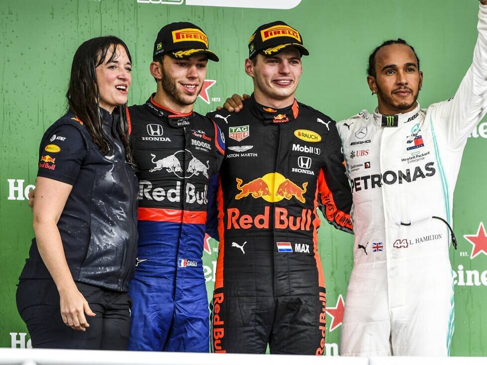 Pierre Gasly, Max Verstappen, Lewis Hamilton