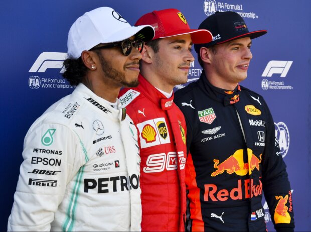 Titel-Bild zur News: Lewis Hamilton, Charles Leclerc, Max Verstappen