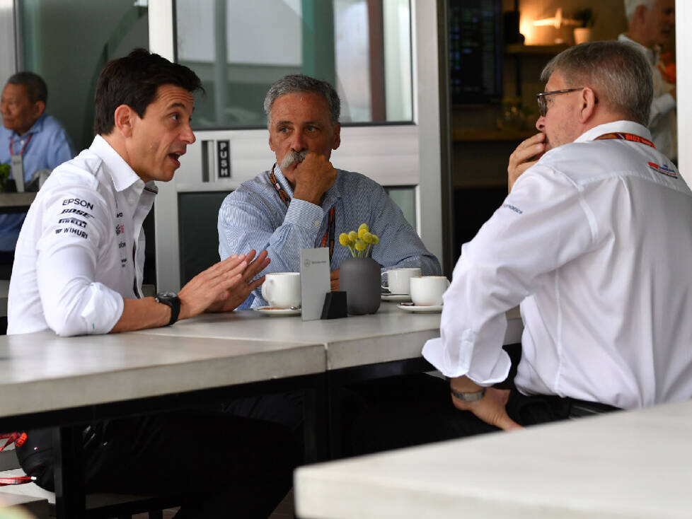 Ross Brawn, Toto Wolff, Chase Carey
