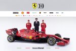 Charles Leclerc (Ferrari), Mattia Binotto und Sebastian Vettel (Ferrari) 