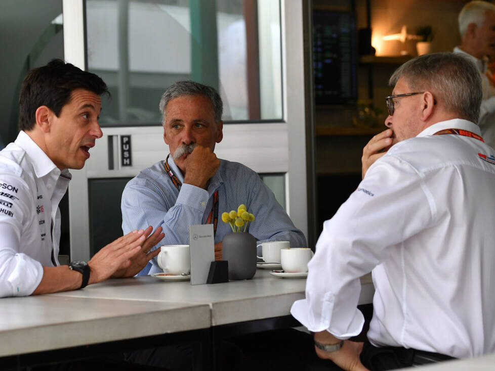 Toto Wolff, Chase Carey, Ross Brawn