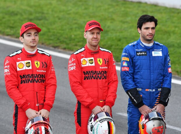 Titel-Bild zur News: Charles Leclerc, Sebastian Vettel, Carlos Sainz