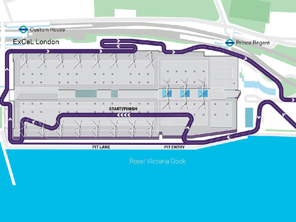 Streckenlayout für die Formel E im ExCeL-Centre in London