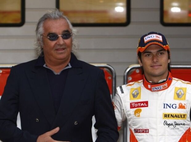 Titel-Bild zur News: Fernando Alonso, Flavio Briatore, Nelson Piquet Jun.