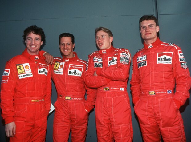 Eddie Irvine, Michael Schumacher, Mika Häkkinen, David Coulthard