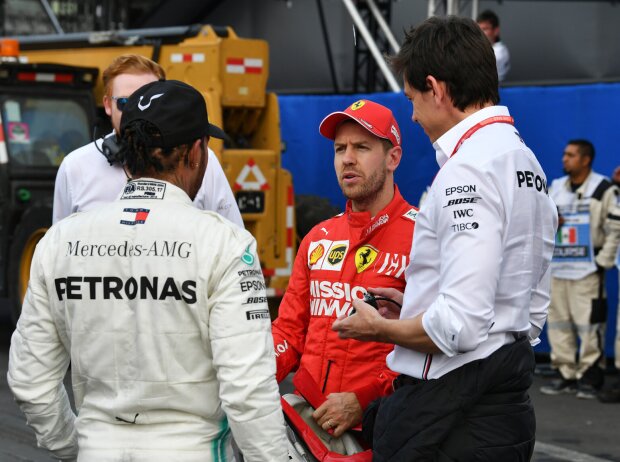 Toto Wolff, Sebastian Vettel, Lewis Hamilton