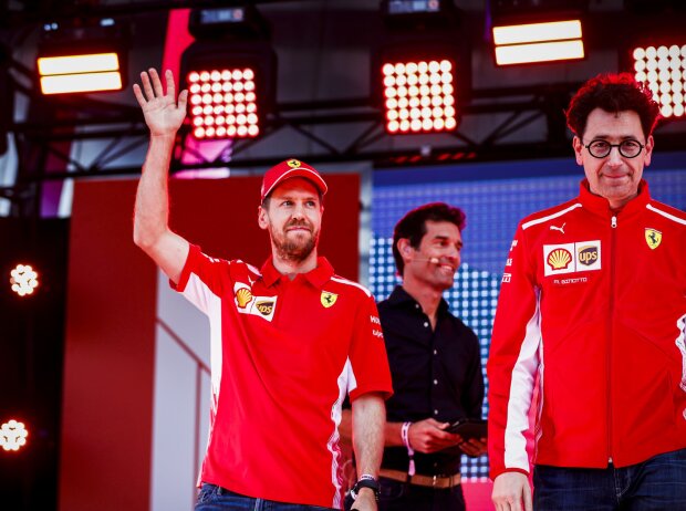Titel-Bild zur News: Sebastian Vettel und Mattia Binotto