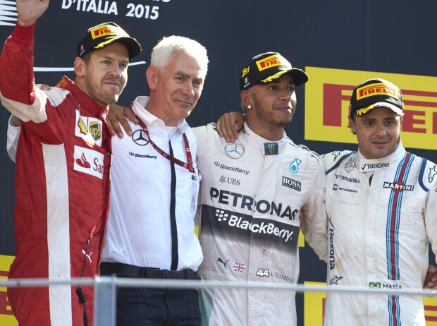 Titel-Bild zur News: Sebastian Vettel, Geoff Willis, Lewis Hamilton, Felipe Massa