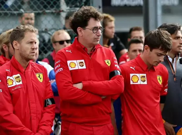 Sebastian Vettel, Mattia Binotto, Charles Leclerc, Anthoine Hubert Titel-Bild zur News: Sebastian Vettel, Mattia Binotto, Charles Leclerc, Anthoine Hubert