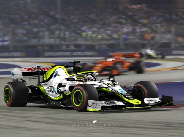 Titel-Bild zur News: Lewis Hamilton, Brawn BGP 011, Singapur 2020 (Alternative F1-History von Sean Bull)