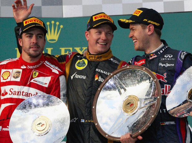 Titel-Bild zur News: Kimi Räikkönen, Fernando Alonso, Sebastian Vettel
