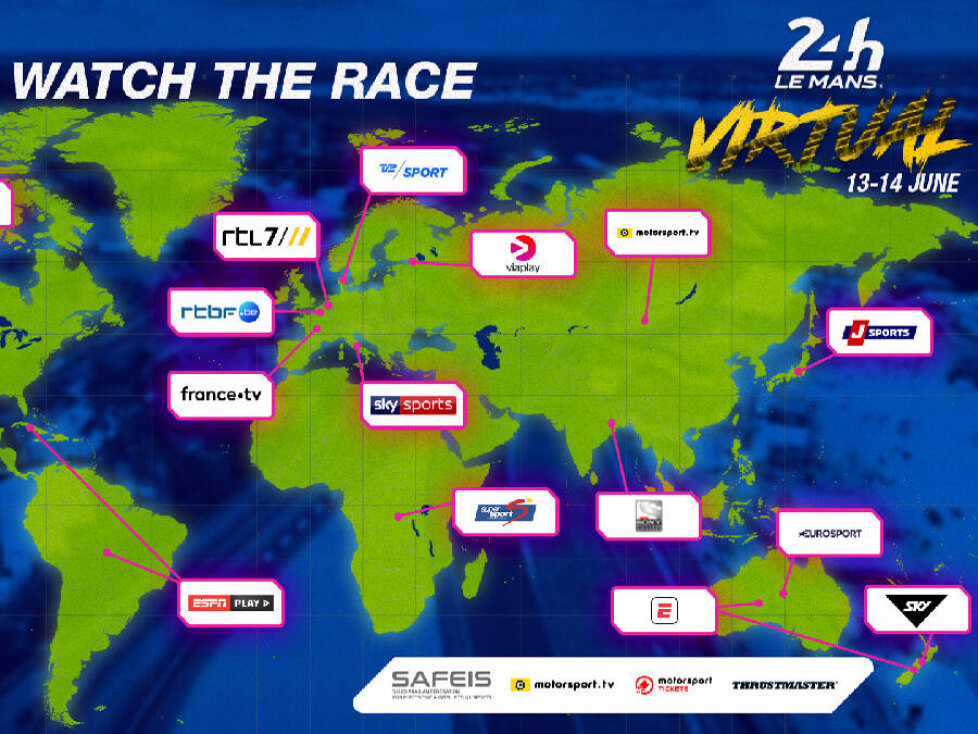 24h Le Mans virtuell: Übersicht Übertragungspartner