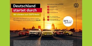Volkswagen schenkt Privatkunden 16 Prozent Mehrwertsteuer