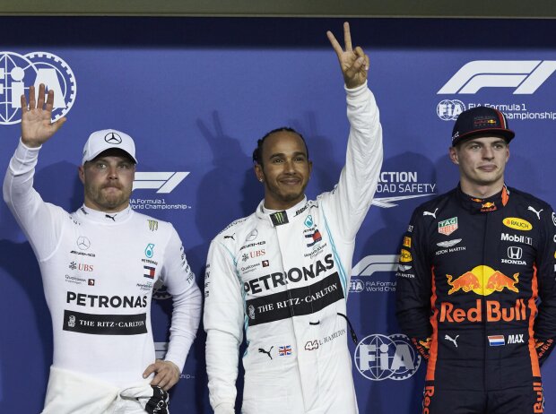 Titel-Bild zur News: Valtteri Bottas, Lewis Hamilton, Max Verstappen