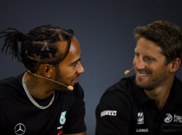 Titel-Bild zur News: Lewis Hamilton, Romain Grosjean