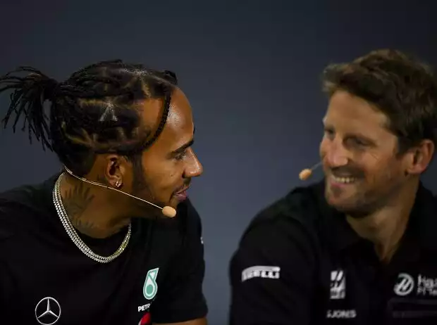 Lewis Hamilton, Romain Grosjean Titel-Bild zur News: Lewis Hamilton, Romain Grosjean