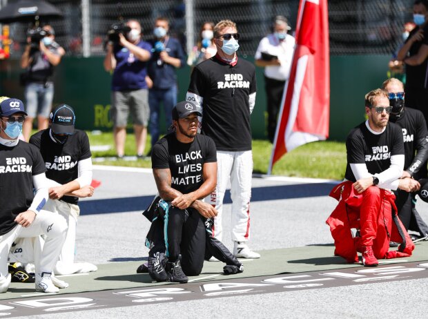 Nicholas Latifi, George Russell, Lewis Hamilton, Sebastian Vettel