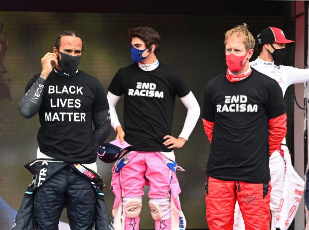 Titel-Bild zur News: Lewis Hamilton, Lance Stroll, Sebastian Vettel, Max Verstappen