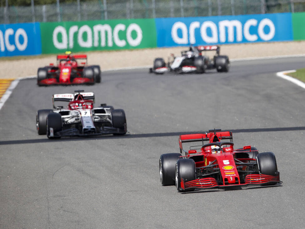 Sebastian Vettel, Kimi Räikkönen, Charles Leclerc, Romain Grosjean