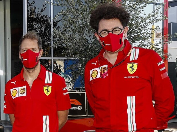 Titel-Bild zur News: Sebastian Vettel, Mattia Binotto