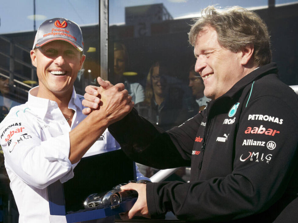 Michael Schumacher, Norbert Haug, Ross Brawn