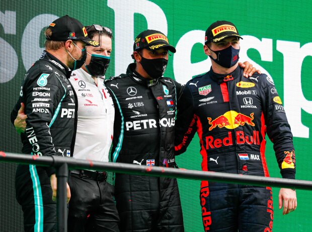 Titel-Bild zur News: Valtteri Bottas, Lewis Hamilton, Max Verstappen