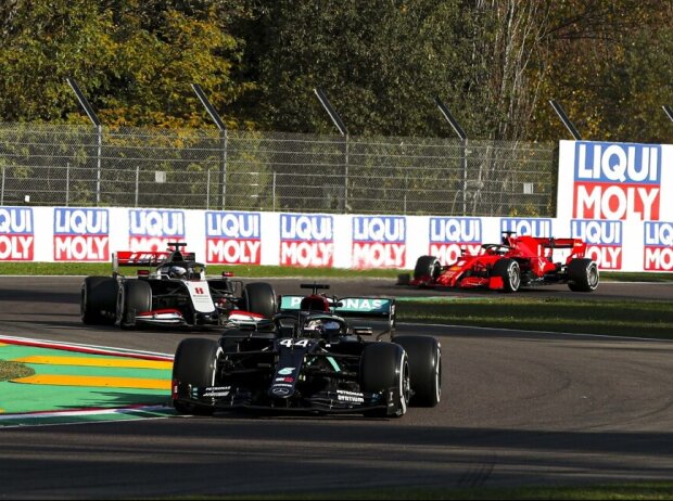 Titel-Bild zur News: Lewis Hamilton, Romain Grosjean, Sebastian Vettel