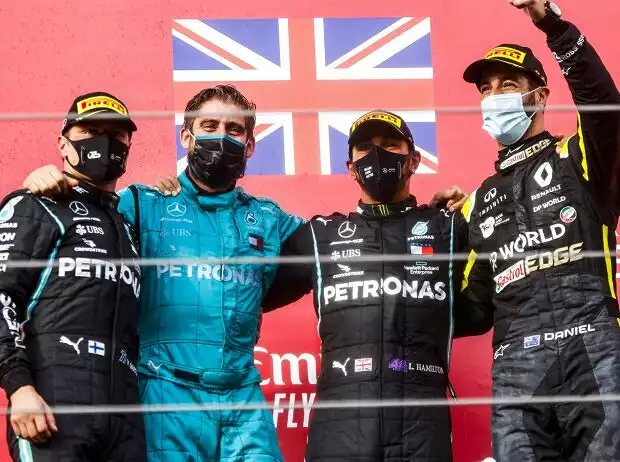 Valtteri Bottas, Leo Stevens, Lewis Hamilton, Daniel Ricciardo Titel-Bild zur News: Valtteri Bottas, Leo Stevens, Lewis Hamilton, Daniel Ricciardo