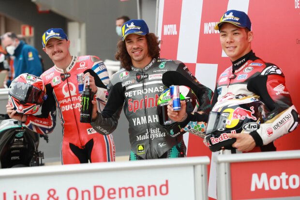 Jack Miller Franco Morbidelli Takaaki Nakagami LCR LCR MotoGPLCR LCR MotoGP ~Jack Miller (Pramac), Franco Morbidelli (Petronas) und Takaaki Nakagami (LCR) ~ Jack Miller Franco Morbidelli Takaaki Nakagami LCR LCR MotoGPLCR LCR MotoGP ~Jack Miller (Pramac), Franco Morbidelli (Petronas) und Takaaki Nakagami (LCR) ~