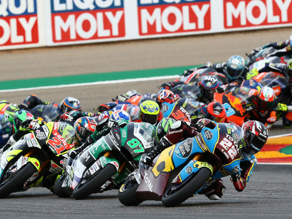 Start zum Moto2-Rennen 2020 im Motorland Aragon in Alcaniz