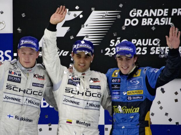 Juan Pablo Montoya, Kimi Räikkönen, Fernando Alonso Juan Pablo Montoya, Kimi Räikkönen, Fernando Alonso