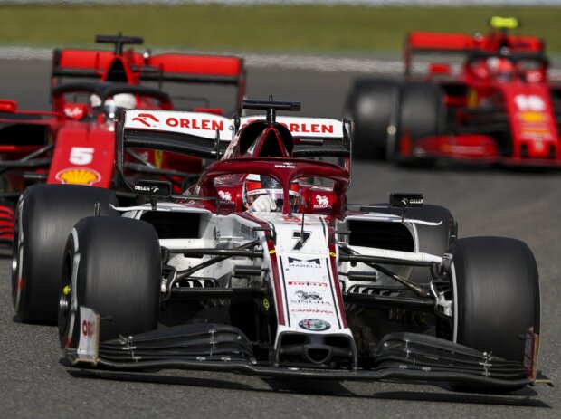 Titel-Bild zur News: Kimi Räikkönen, Sebastian Vettel, Charles Leclerc