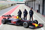 Sergio Perez (Red Bull), Max Verstappen (Red Bull), Alexander Albon und Mark Thompson 