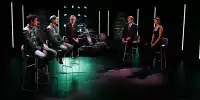 Lance Stroll, Sebastian Vettel, Andrew Green, Otmar Szafnauer und Gemma Arterton beim Launch des Aston Martin AMR21